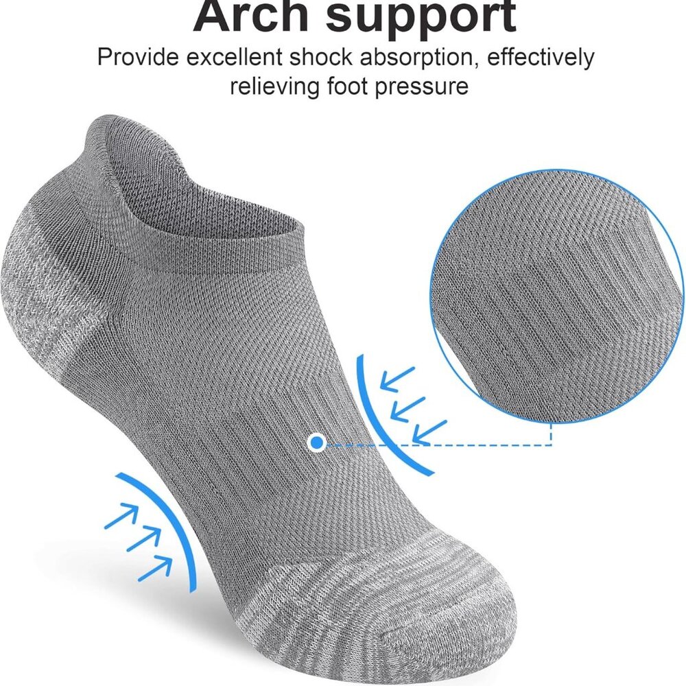 Women's Ankle Socks for Athletics 5-Pack Breathable Cotton with Arch Support - Picture 3 of 7